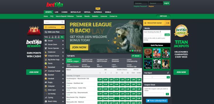 Bet9ja home page