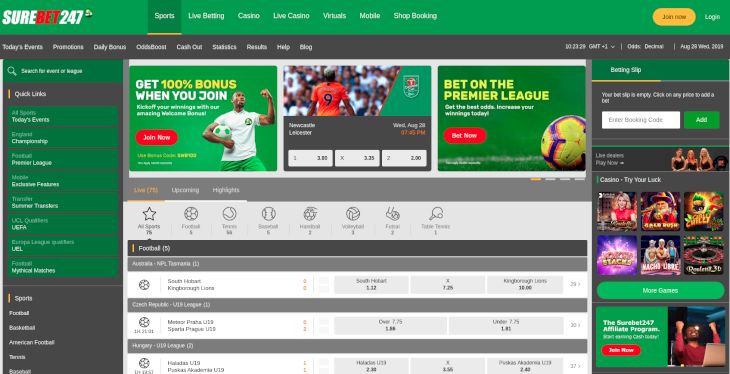 SureBet247 home page