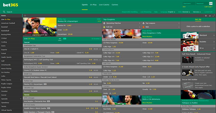 Bet365 homepage